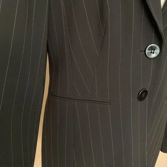 PLANET Black Pinstripe Single-Breasted Pantsuit Set | Size 12 - Picture 5 of 10